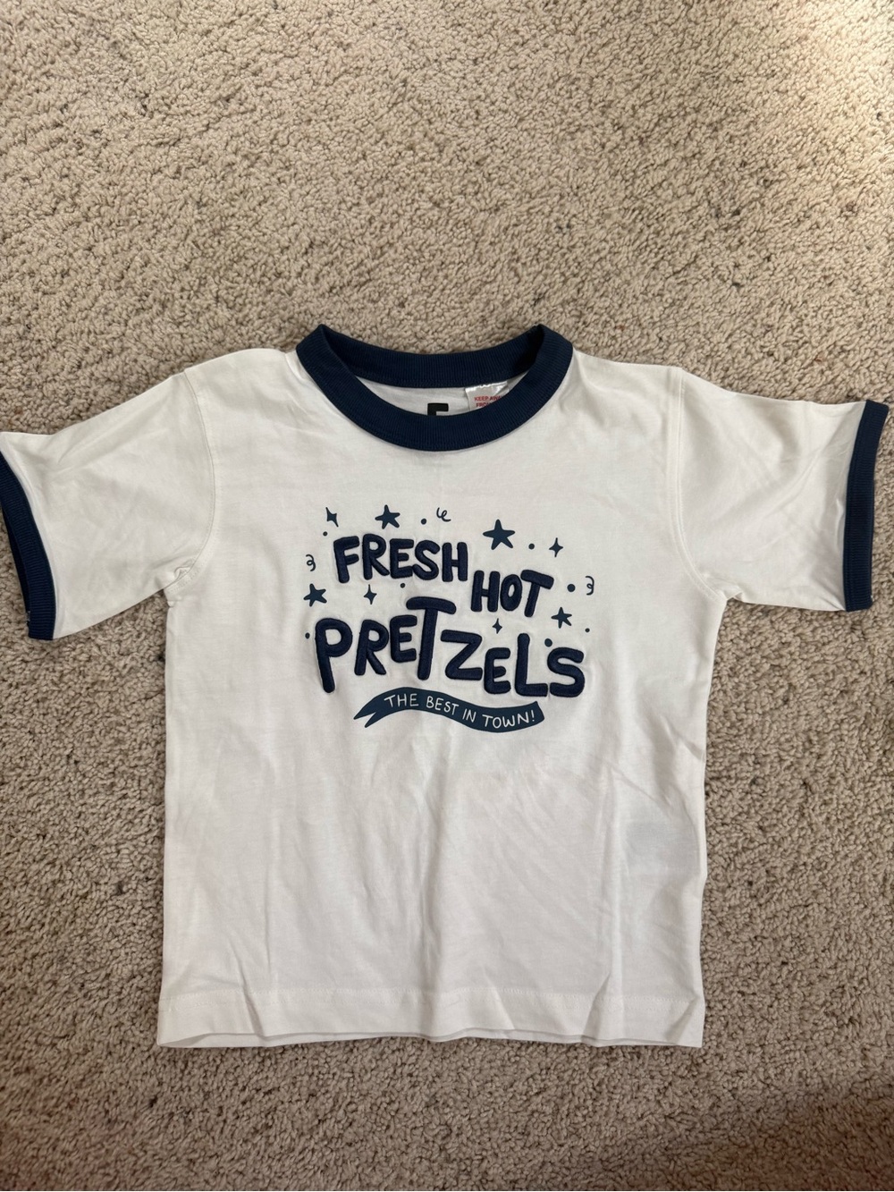 Cotton On White & Navy 'Fresh Hot Pretzels' Kids Ringer Tee